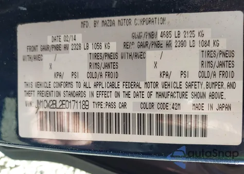 2014 Mazda Mazda5 Sport from USA, damaged, VIN JM1CW2BL2E0171189